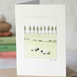 Hovedbilde Kort `Sheep with a line of trees' 10*15 cm