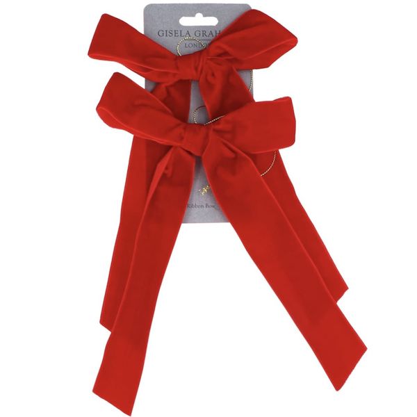 Fløyelssløyfe 28cm - 2-pk rød
