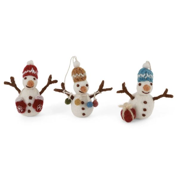 Snømenn i ull- 3 pk fargerike 7cm