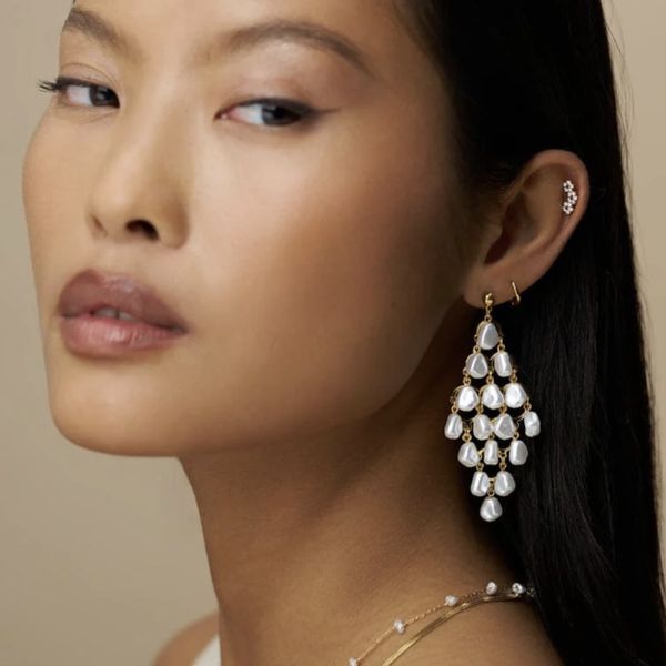 Orelia &oslash;redobber Statement Pearl Chandelier Drop - gull