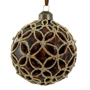 Hovedbilde Glasskule – Brun transparent med gullperler