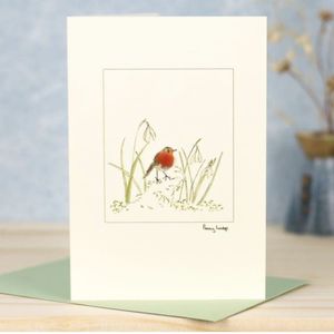 Hovedbilde Kort `Snowdrops and Robin' 10*15 cm