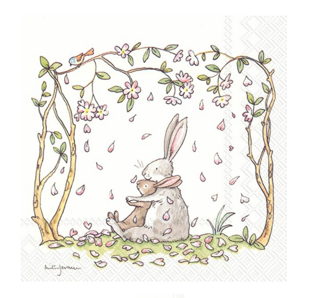 Servietter Blossoms And Bunnies White - lunsj