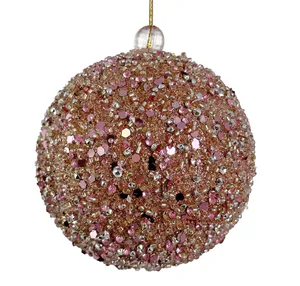 Hovedbilde Julekule med glitter i rosafarger 8cm
